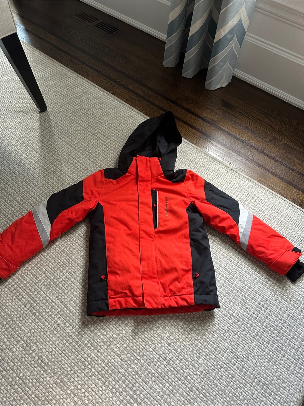 Obermeyer Kids Red and Black Hooded Winter Puffer Jacket